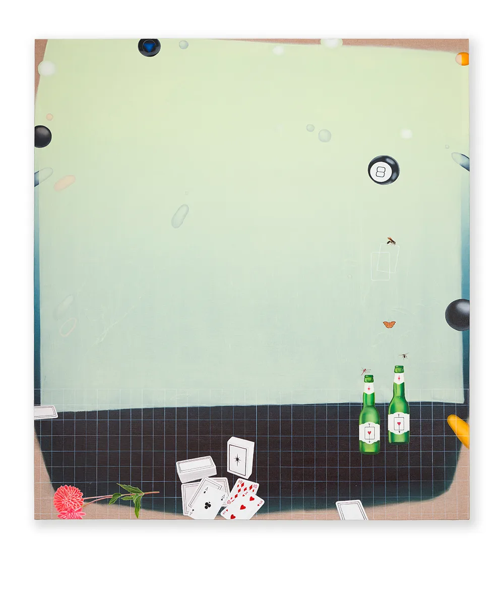 The hand that fate dealt me, 2022, Oil on linen, 160 x 140 cm